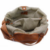 Internal View Of The Cognac Gina Large Leather Hobo Bag
