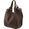 Angled View Of The Dark Brown Gina Large Leather Hobo Bag