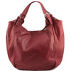 Front View Of The Red Gina Large Leather Hobo Bag