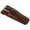 Angled And Feature View Of The Brown Leather Pen Pouch