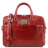 Front View Of The Red Leather Business Laptop Bag
