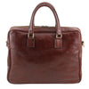 Rear View Of The Brown Leather Business Laptop Bag