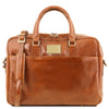 Front View Of The Honey Leather Business Laptop Bag