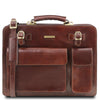 Front View Of The Brown Professional Leather Bag
