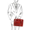 Man Posing With The Red Professional Leather Bag