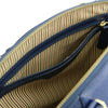 Internal Zip Pocket View Of The Dark Blue Casual Handbag
