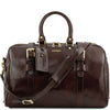 Front View Of The Dark Brown Travel Bag Large