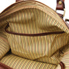 Internal Pocket View Of The Brown Travel Bag Small