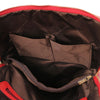 Internal Pocket View Of The Lipstick Red Leather Backpack Ladies