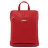 Front View Of The Lipstick Red Leather Backpack Ladies