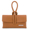 Front View Of The Cognac Womens Leather Clutch