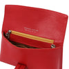 Internal Zip Pocket View Of The Lipstick Red Womens Leather Clutch