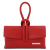 Front View Of The Lipstick Red Womens Leather Clutch