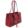 Angle View Of The Red Womens Shopper Handbag