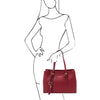 Woman Posing With The Red Womens Shopper Handbag
