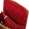 Internal Pocket View Of The Cognac Womens Small Backpack