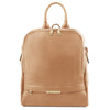 Front View Of The Champagne Soft Womens Leather Backpack