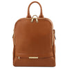 Front View Of The Cognac Soft Womens Leather Backpack