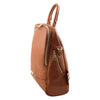 Angled View Of The Cognac Soft Womens Leather Backpack