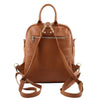 Rear View Of The Cognac Soft Womens Leather Backpack