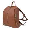 Angled And Shoulder Straps View Of The Cognac Italian Leather Backpack
