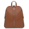 Front View Of The Cognac Italian Leather Backpack
