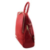 Angled View Of The Lipstick Red Soft Womens Leather Backpack