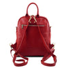 Rear View Of The Lipstick Red Soft Womens Leather Backpack
