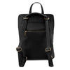 Rear And Shoulder Straps View Of The Black Leather Backpack Ladies
