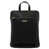 Front View Of The Black Leather Backpack Ladies