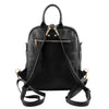 Rear View Of The Black Soft Womens Leather Backpack