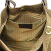 Internal Zip Pocket View Of The Dark Taupe Woven Leather Shoulder Bag