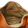 Internal Pocket View Of The Light Cognac Hobo Shoulder Bag