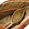 Internal Compartment View Of The Light Cognac Hobo Shoulder Bag